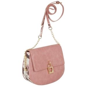 Betsey Johnson floral croc embossed saddle bag, Small, pink/ Mauve